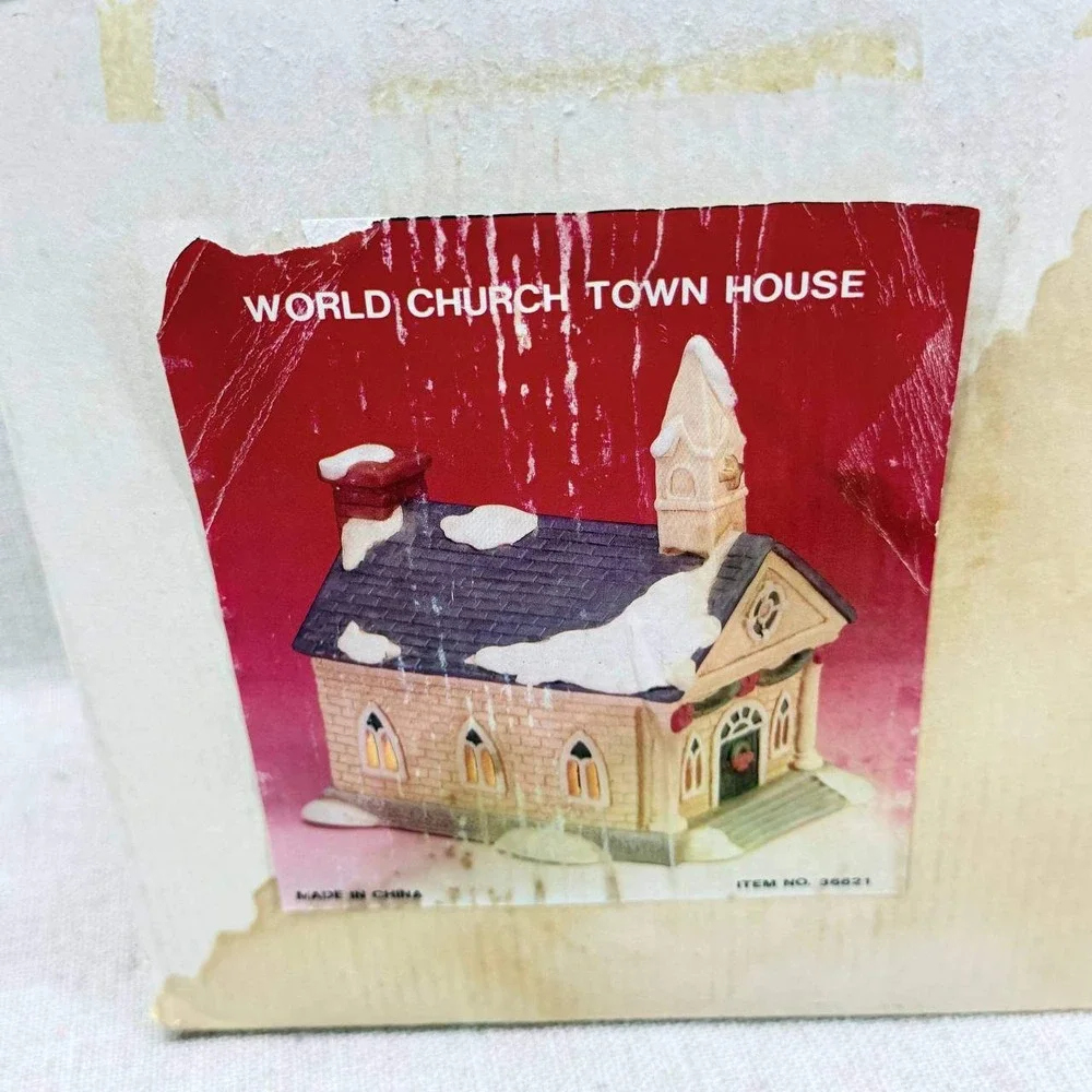 Vintage World Church Town House Lighted Christmas Village Building 36621
